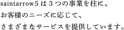 sainrarrowは3つの事業を柱に、お客様のニーズに応じて、さまざまなサービスを提供しています。